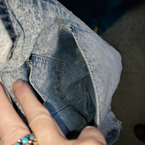 VINTAGE Amazing Acid Washed Faux Serpa Lined Jacket – M - Picture 11 of 15